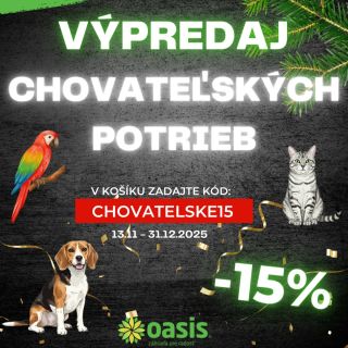 🐾 Výpredaj chovateľských potrieb na Oasis.sk! Tvoj miláčik si zaslúži viac než len “dobrý psík” či “zase si na stole?”. 🛒...
