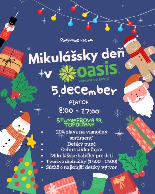 ✨ Mikulášsky deň v OASIS! 🎅🌲 V piatok 5. decembra sa u nás bude diať čarovná predvianočná atmosféra – a chceme, aby ste...